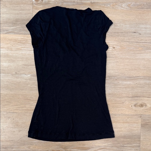 Banana Republic Black Short-Sleeve V-Neck Top with Woven Front Panel - Picture 6 of 6